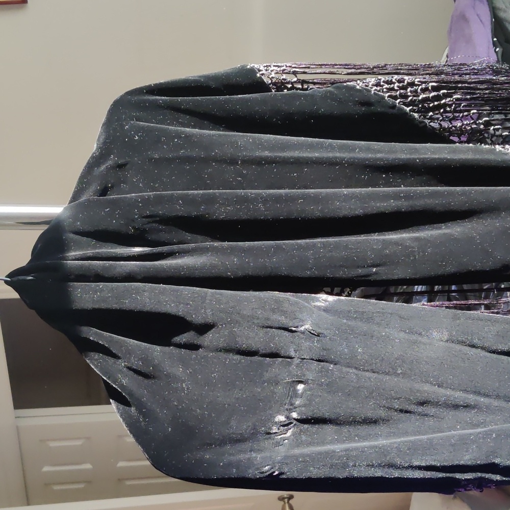 Black silk satin shawl